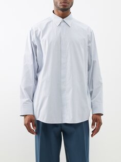 Полосатая рубашка из хлопкового поплина Jil Sander, белый