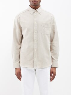 Рубашка acton из смесового хлопка с накладными карманами A.P.C., бежевый