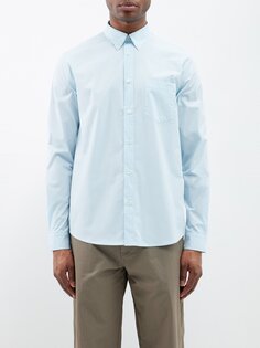 Рубашка edouard из хлопкового поплина с накладными карманами A.P.C., синий