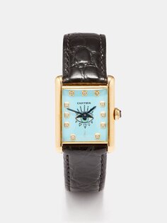 Винтажные часы cartier tank из 18-каратного золота с бриллиантами Jacquie Aiche, золото