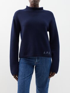 Шерстяной свитер oda с логотипом вязки интарсия A.P.C., синий