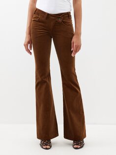 Расклешенные брюки из хлопкового вельвета с асимметричной талией A.W.A.K.E. Mode, коричневый