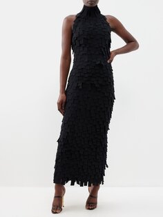 Платье из крепа с вырезом халтер и вставками A.W.A.K.E. Mode, черный