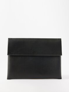 Кожаная сумка с тисненым логотипом Jil Sander, черный