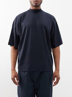 Хлопковая футболка оверсайз с короткими рукавами Jil Sander, синий