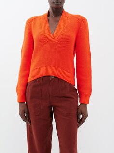 Хлопковый свитер harmony с v-образным вырезом A.P.C., оранжевый