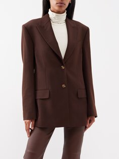 Однобортный пиджак строгого кроя jarida из твила Acne Studios, коричневый