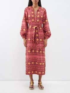 Платье миди sapa inca с вышивкой пальмами Johanna Ortiz, красный