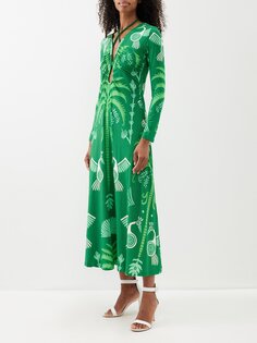 Платье миди из джерси с принтом spiral nebulas Johanna Ortiz, зеленый