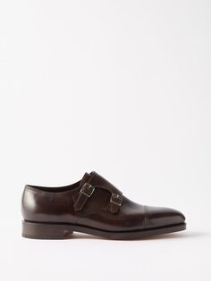 Кожаные туфли william с ремешком-монками John Lobb, коричневый