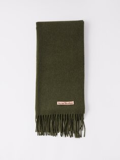 Узкий шерстяной шарф canada с бахромой Acne Studios, зеленый