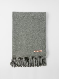 Шерстяной шарф canada с бахромой Acne Studios, серый