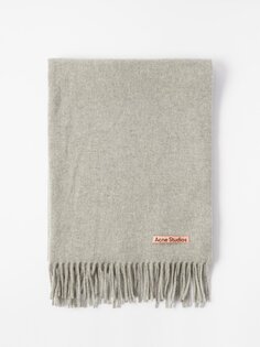Шерстяной шарф canada с бахромой Acne Studios, серый