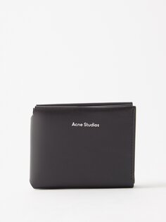 Складной кожаный кошелек с логотипом Acne Studios, черный