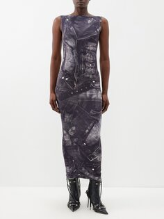 Платье миди с принтом eika trompe l&apos;oeil Acne Studios, черный
