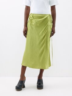 Атласная юбка миди iala Acne Studios, зеленый