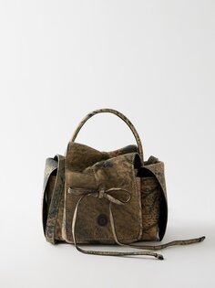 Миниатюрная сумка на плечо из хромированной кожи с боковым карманом Acne Studios, черный