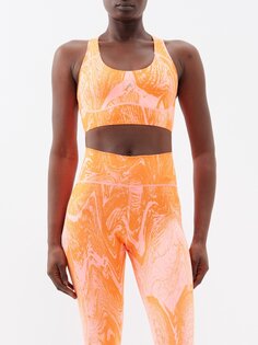 Спортивный бюстгальтер truepurpose из переработанного джерси с принтом Adidas By Stella McCartney, оранжевый