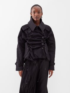 Двубортный технический пиджак со сборкой спереди. Junya Watanabe, черный
