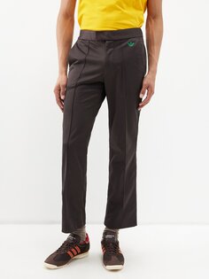 Расклешенные укороченные спортивные брюки из смесового хлопка Adidas X Wales Bonner, коричневый