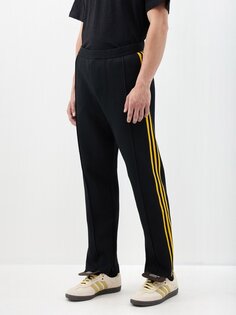 Спортивные брюки из переработанной вязки в полоску с вышитым логотипом Adidas X Wales Bonner, черный