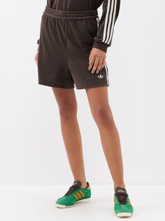 Шорты-махровые шорты с вышитым логотипом Adidas X Wales Bonner, коричневый