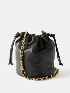 Кожаная сумка-ведро aria среднего размера Khaite, черный