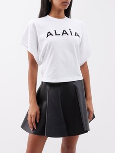 Футболка archetypes из хлопкового джерси с вышитым логотипом ALAÏA, белый