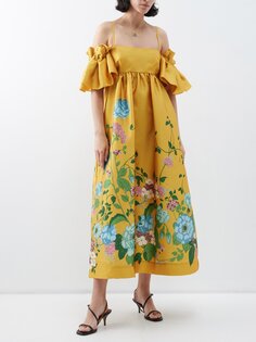 Атласное платье dana с цветочным принтом ALÉMAIS, желтый AlÉmais
