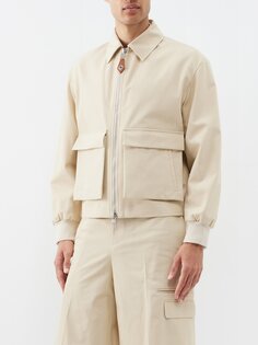 Укороченная куртка из хлопковой парусины с накладными карманами Alexander McQueen, бежевый