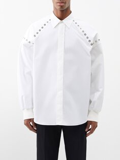 Рубашка из хлопкового поплина с заклепками Alexander McQueen, белый