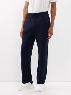 Спортивные брюки из смесовой шерсти с вышитым логотипом Lanvin, синий