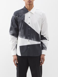Рубашка из хлопка с принтом double diamond Alexander McQueen, белый