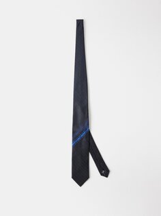 Шелковый галстук в полоску-жаккард Lanvin, синий