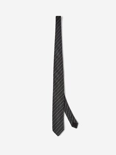 Шелковый галстук в полоску-жаккард Lanvin, черный