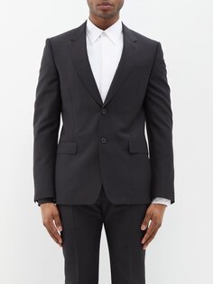Однобортный костюмный пиджак из смесовой шерсти Alexander McQueen, черный