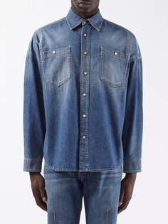 Джинсовая рубашка с накладными карманами и вытачками Alexander McQueen, синий