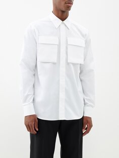 Рубашка из хлопкового поплина с накладными карманами Alexander McQueen, белый