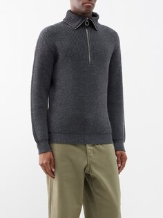 Шерстяной свитер с высоким воротником на молнии Lardini, серый