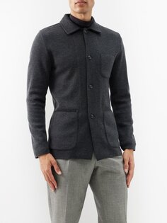 Рубашка из смесовой шерсти с накладными карманами Lardini, серый