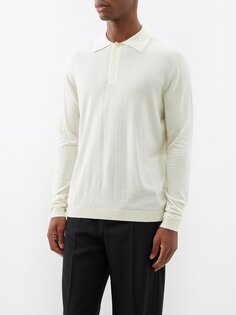 Трикотажная рубашка-поло из смесовой шерсти Lardini, бежевый