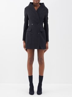 Платье мини из шерсти строгого пиджака Alexander McQueen, черный