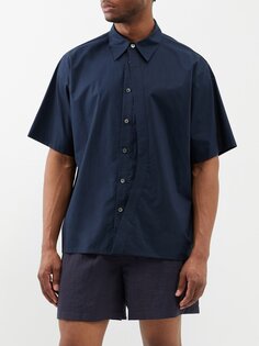 Рубашка из хлопкового поплина с многослойной планкой Le17Septembre, синий