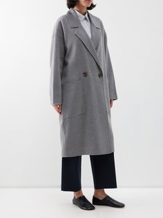 Флорентийское двубортное пальто из смесовой шерсти Lee Mathews, серый