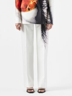 Костюмные брюки из кади с принтом amber iris Alexander McQueen, белый
