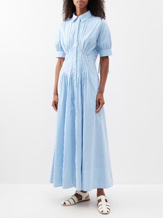 Платье-рубашка макси lyndon из хлопкового поплина в полоску Lee Mathews, синий