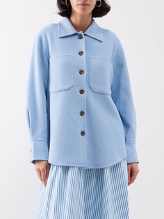 Флорентийская рубашка из смесовой шерсти с накладными карманами Lee Mathews, синий