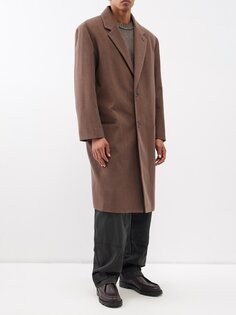 Однобортное пальто из смесовой шерсти Lemaire, коричневый