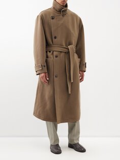Шерстяное пальто оверсайз с поясом Lemaire, коричневый