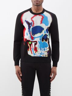 Жаккардовый свитер solarized skull Alexander McQueen, черный